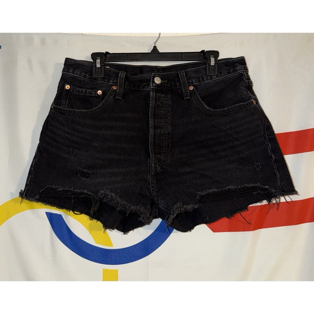 Levi's 501 Jean Shorts Womens 32 Black Denim Premium